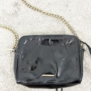 New Rebecca Minkoff Black Leather Gold Tone Chain Crossbody Bag